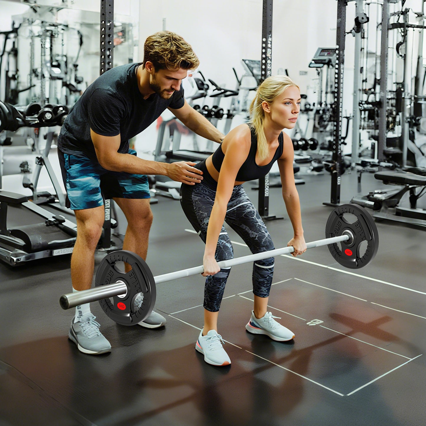 Soozier Weight Plates Set, 2-Inch Barbell Weights Set w/Tri-Grips for Home Gym Weightlifting and Strength Training, 2 x 11lbs