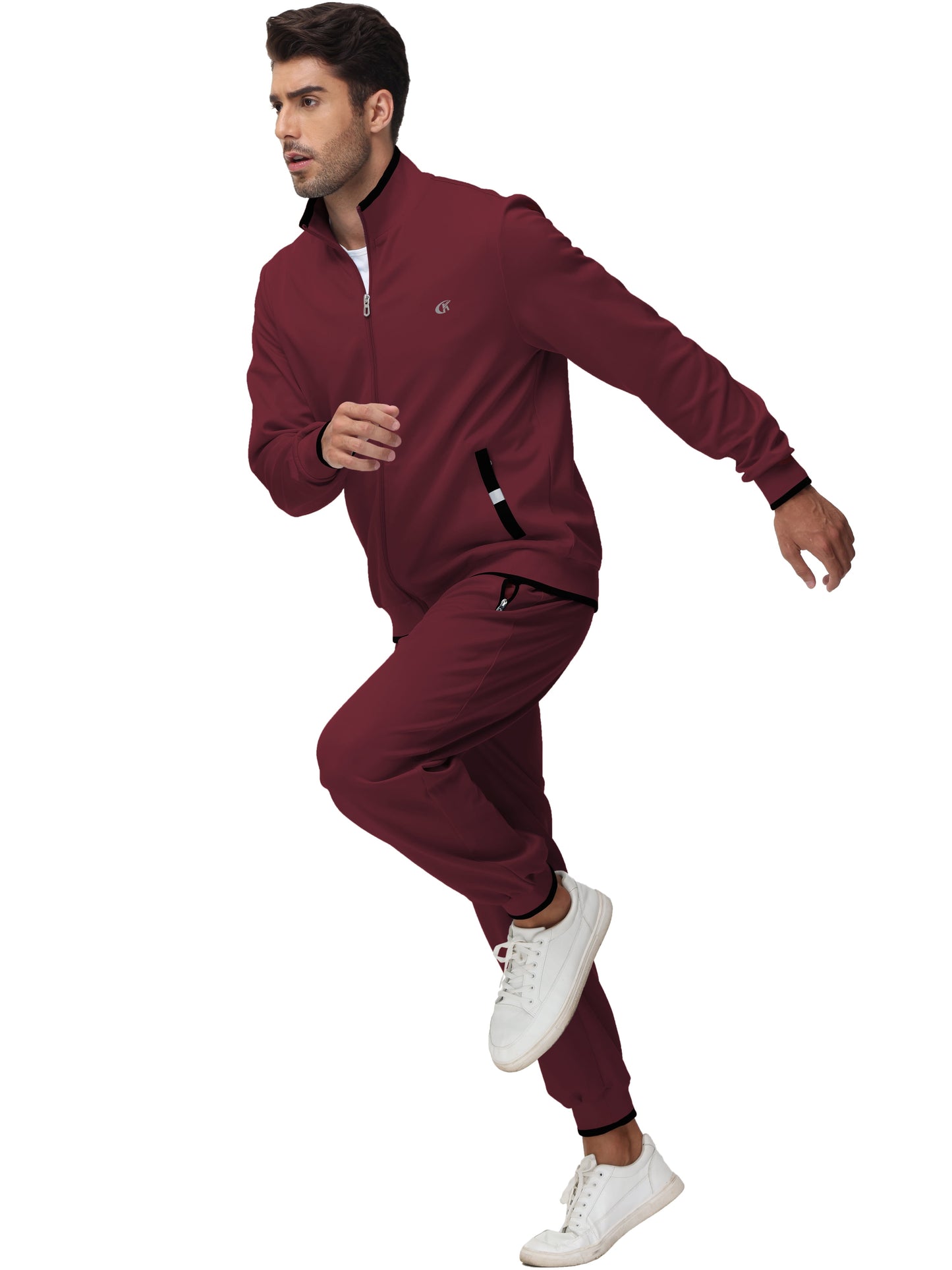 Men's Tracksuit Sweatsuit for Men Set Track Suits 2 Piece Casual Athletic Jogging Warm up Full Zip Sweat Suits Wine Red