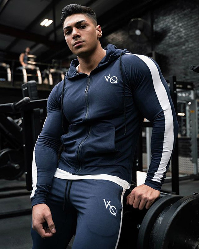 Autumn and Winter Color Matching Sports Sweater Men's Sweat Suit