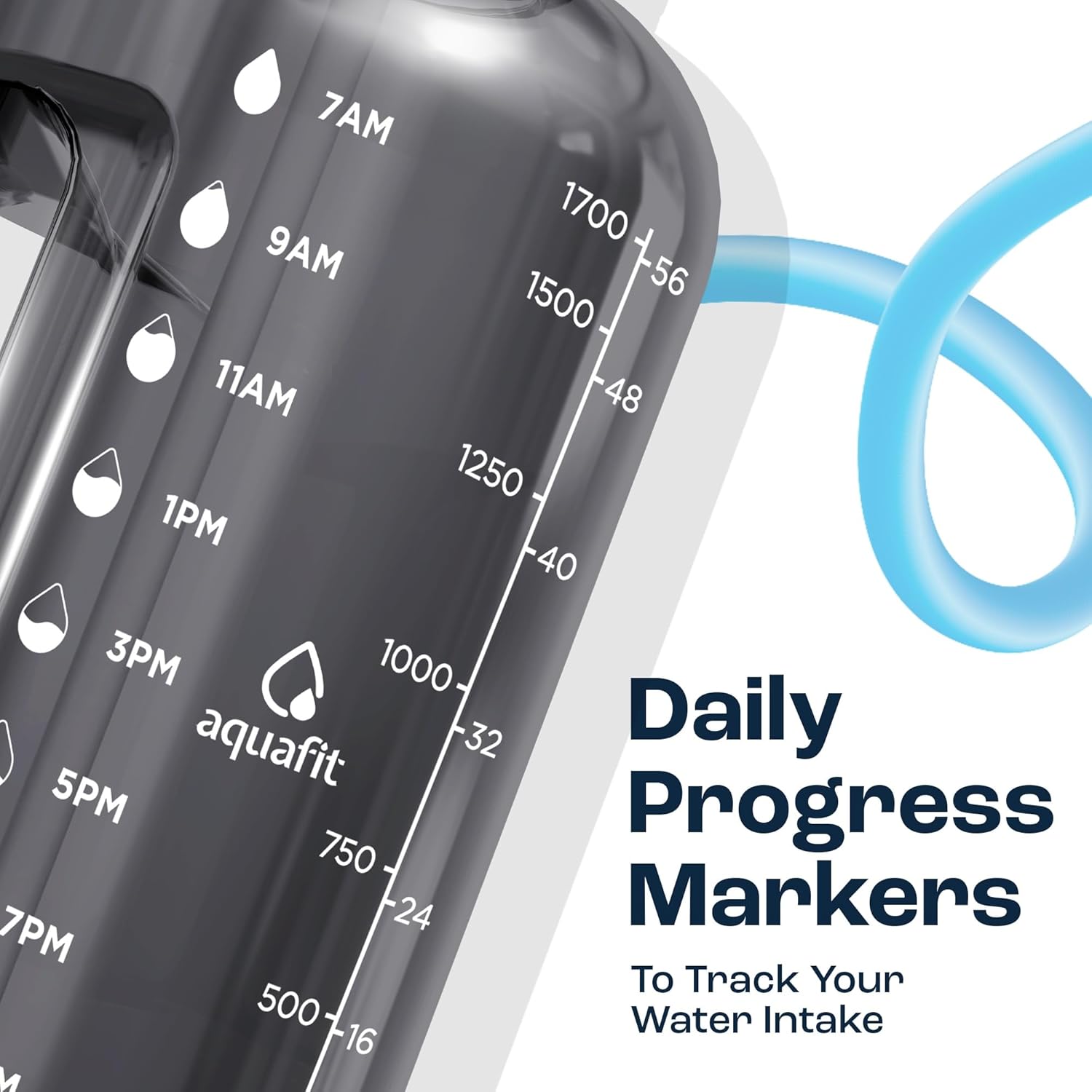 2L Water Bottle with Straw - Half Gallon Water Bottle - Motivational Gym Bottles 2L - 2 Liter Bottle Time Marker - Half Gallon Water Jug 64 Oz - Large Water Bottle - Clear, 2 Lids