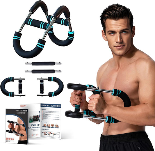 Revolutionary Twister Arm and Chest Muscle Trainer - Adjustable Spring Workout Bar for Ultimate Upper Body Strength