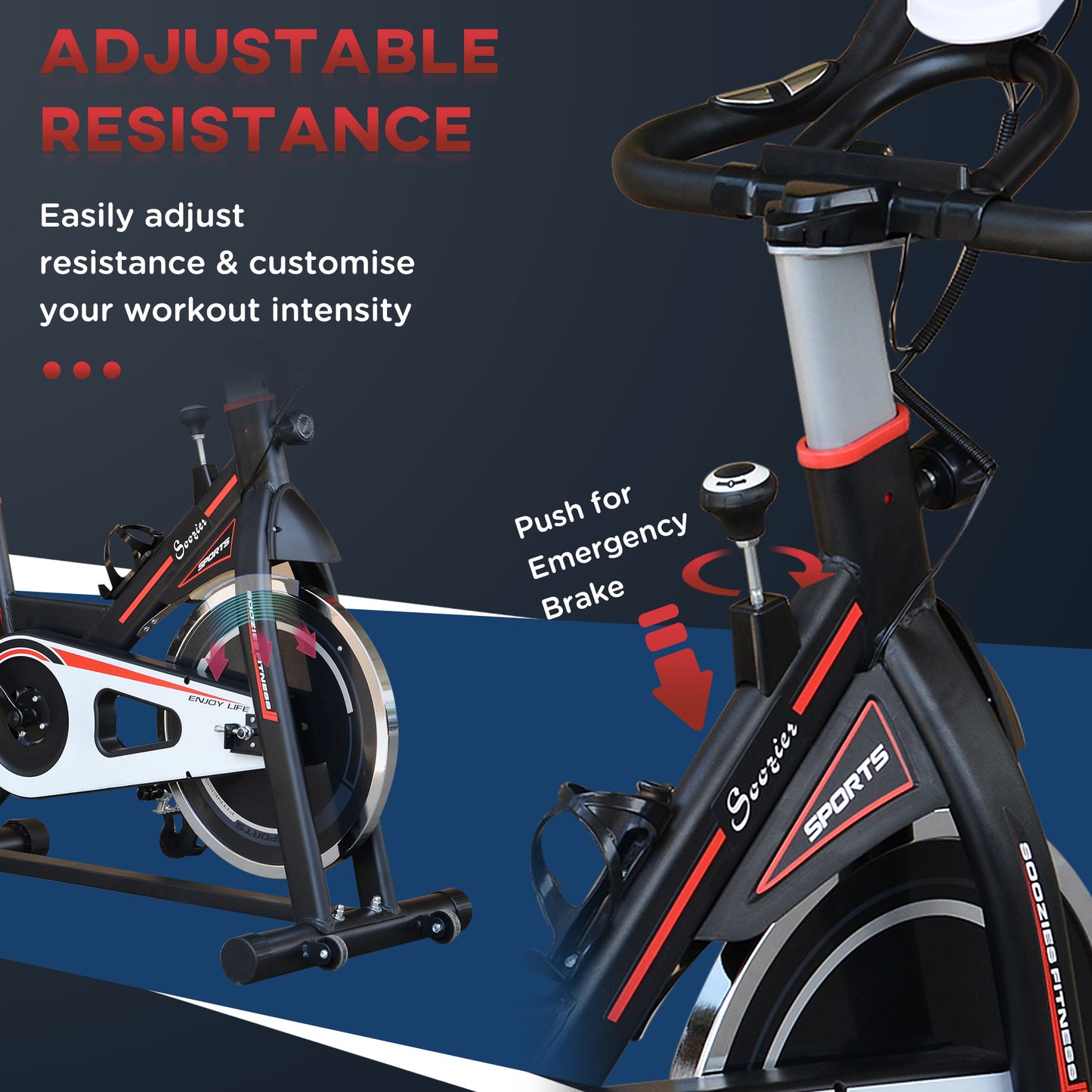 Soozier Upright Stationary Exercise Bike, Cardio Workout Training Bicycle w/ Adjustable Resistance LCD Monitor, Black