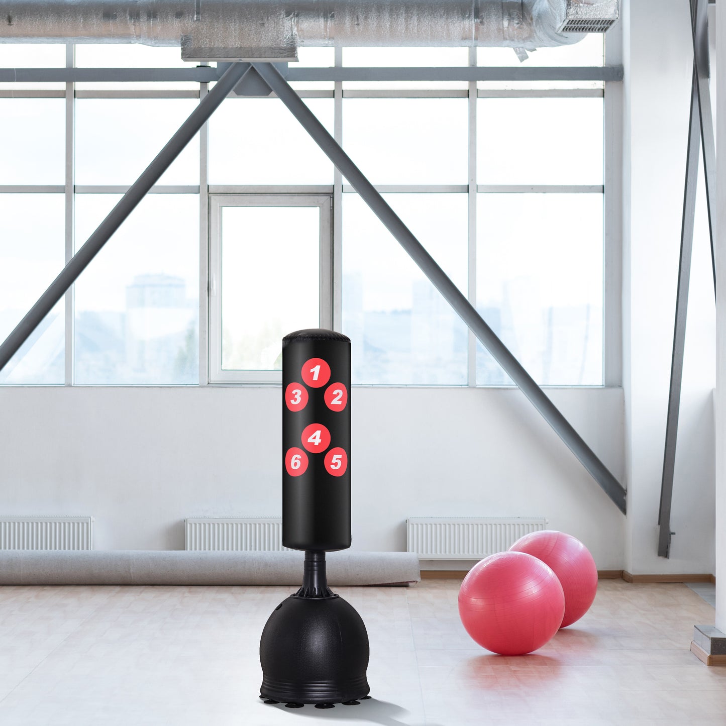 Soozier 65" Freestanding Boxing Punching Bag with Refilled Base and Suction Cups, Black