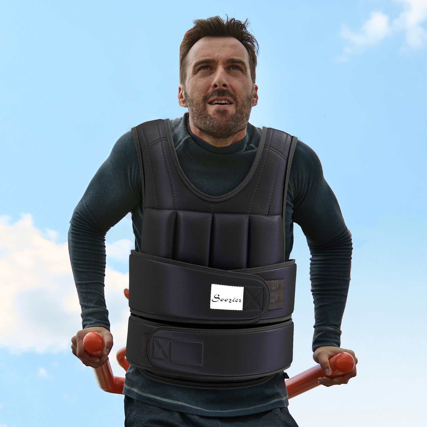 Soozier 22lbs Weighted Vest, Adjustable Running Weight Vest with 38 Weight Bags, Black