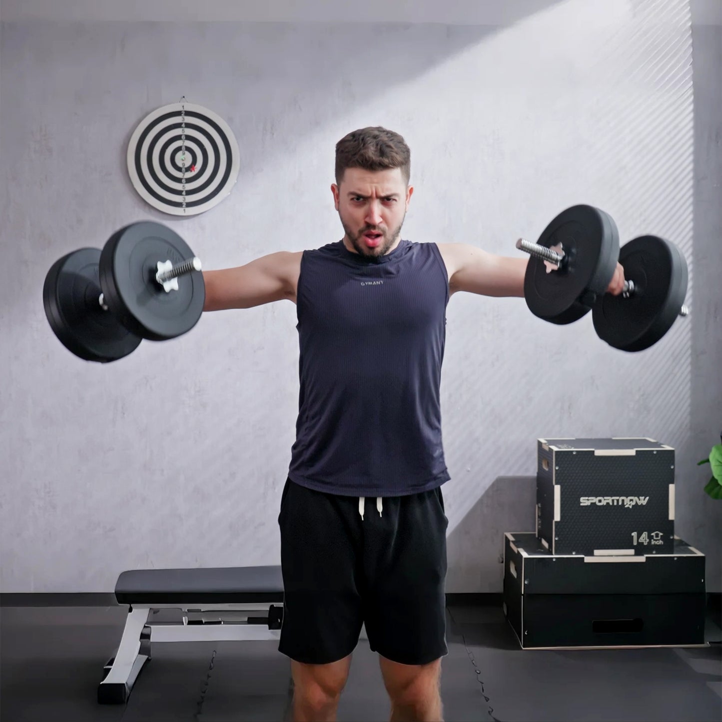 Soozier Adjustable 2 x 55lbs Weight Dumbbell Set for Weight Fitness Training Exercise Fitness Home Gym Equipment, Black (Pair)