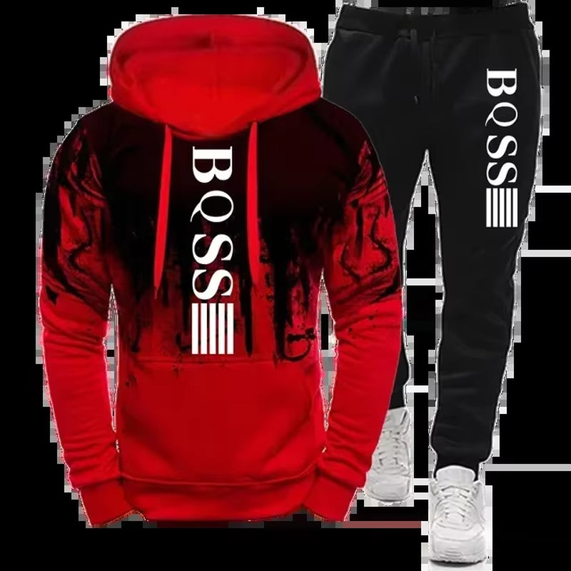 Men'S Hoodies for Men Clothing Splash Ink Sweatshirt Suit Man Tracksuit Pant Sets New in Hoodies & Sweatshirts Sports Suits Set