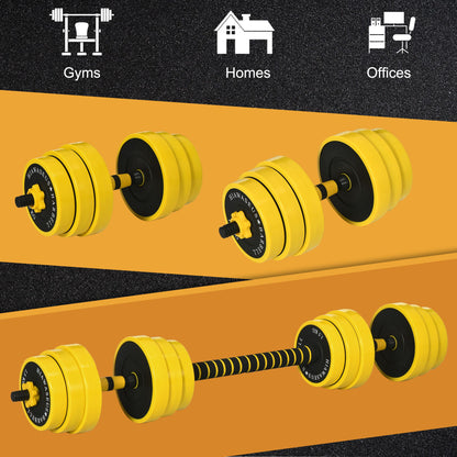 Soozier Dumbbell & Barbell Adjustable Set 55lbs Plate Bar Clamp Rod for Strength Training, Full Body Workout, Muscle Building Home Gym Sports Area Exercise Ergonomic
