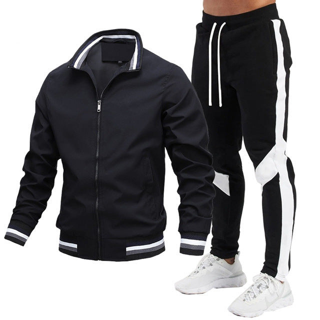 Street Running Sports Stylish Stitching Printing Sweat Suit