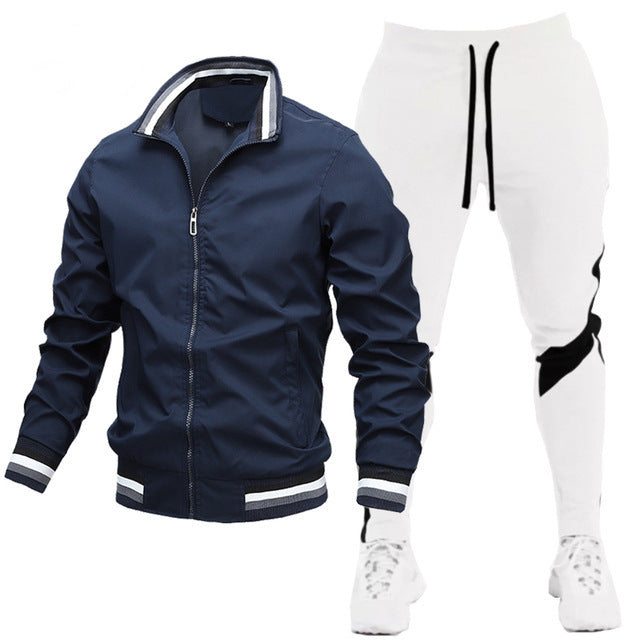 Street Running Sports Stylish Stitching Printing Sweat Suit