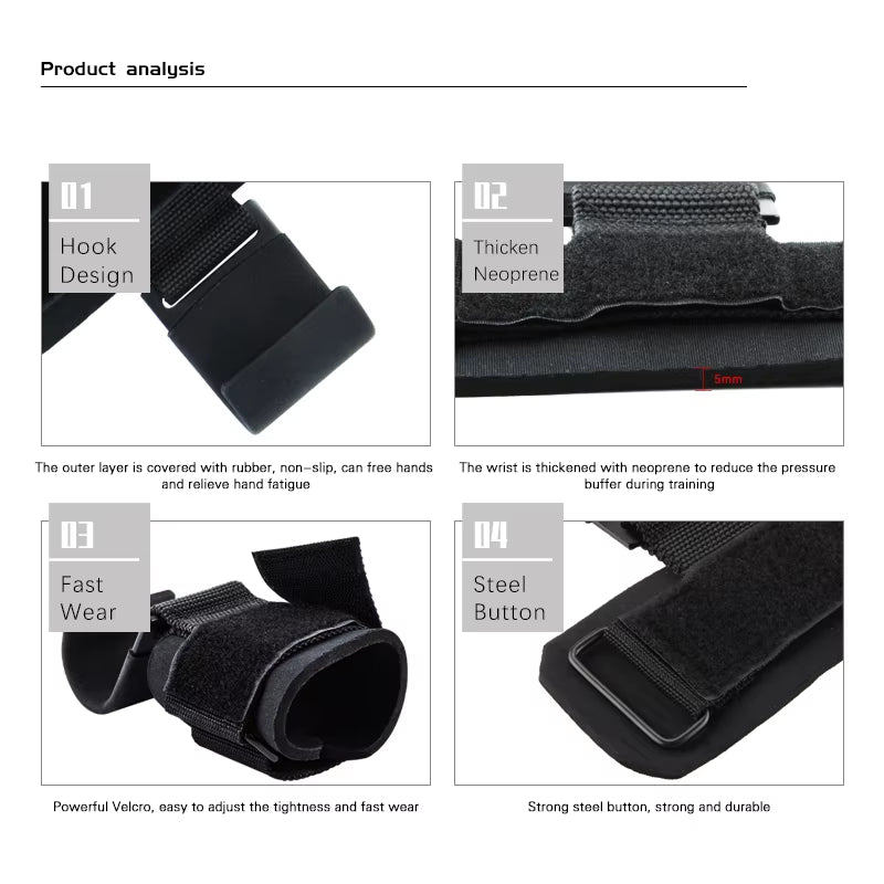 Elevate Your Workout with Our Premium Weight Lifting Hook Grips and Wrist Wraps - Unmatched Comfort and Support for Powerlifting and Bodybuilding!