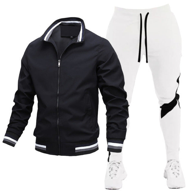 Street Running Sports Stylish Stitching Printing Sweat Suit