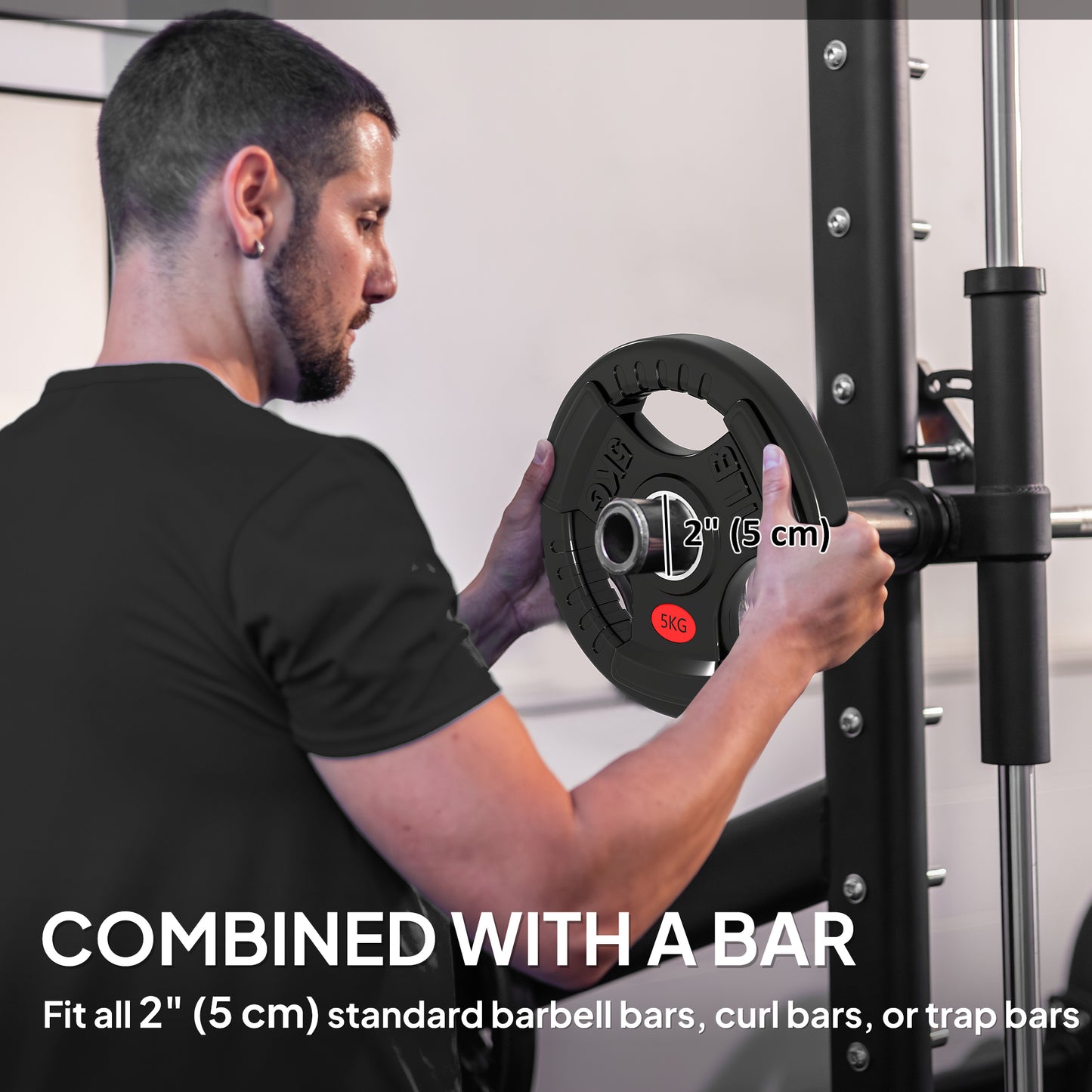 Soozier Weight Plates Set, 2-Inch Barbell Weights Set w/Tri-Grips for Home Gym Weightlifting and Strength Training, 4 x 11lbs