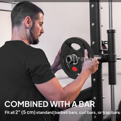 Soozier Weight Plates Set, 2-Inch Barbell Weights Set w/Tri-Grips for Home Gym Weightlifting and Strength Training, 4 x 11lbs