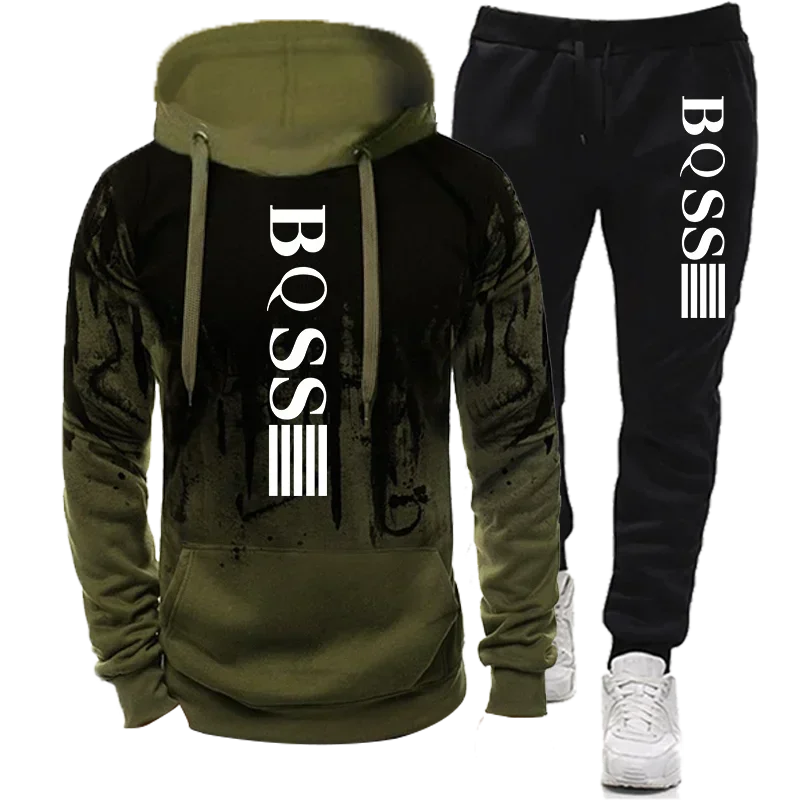 Men'S Hoodies for Men Clothing Splash Ink Sweatshirt Suit Man Tracksuit Pant Sets New in Hoodies & Sweatshirts Sports Suits Set