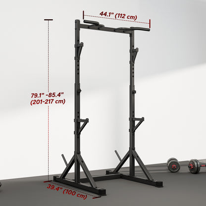 Soozier Adjustable Squat Rack, Multi-Function Bench Press Rack with Weight Plate Holders and Pull up Bar, Black