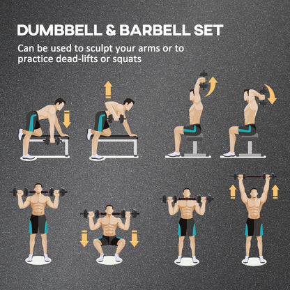 Soozier 33lbs 2-in-1 Adjustable Dumbbells Weight Set, Dumbbell Hand Weights Barbell for Body Fitness, Lifting Training for Home, Office, Gym, Black and Red