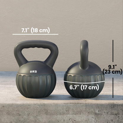 Soozier Kettlebell, 13 lbs Kettle Bell with Non-Slip Handle for Home Gym, Weight Lifting and Strength Training, Grey