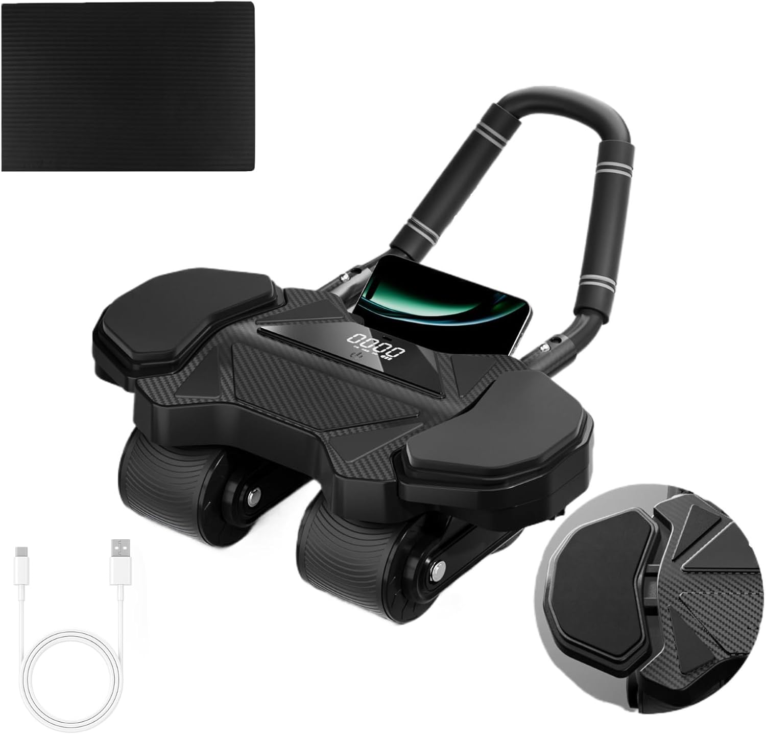 Revolutionary Automatic Rebound Ab Roller Wheel with Elbow Support & Knee Mats - Ultimate Core Training Equipment for Home Workouts