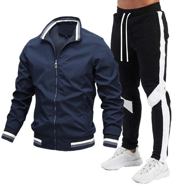 Street Running Sports Stylish Stitching Printing Sweat Suit