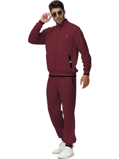 Men's Tracksuit Sweatsuit for Men Set Track Suits 2 Piece Casual Athletic Jogging Warm up Full Zip Sweat Suits Wine Red