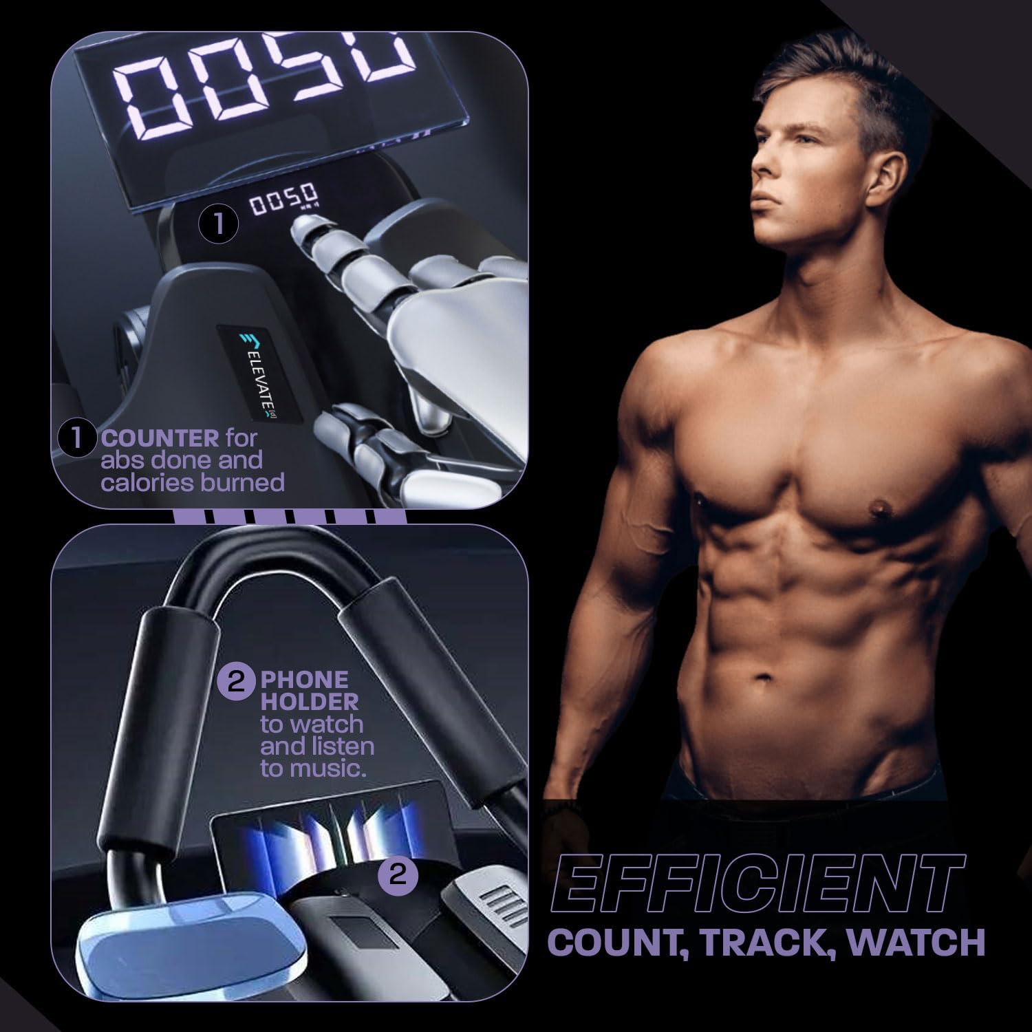 Revolutionary Automatic Rebound Ab Roller with Knee Mat - Enhance Your Core Workout with Digital Timer & Counter