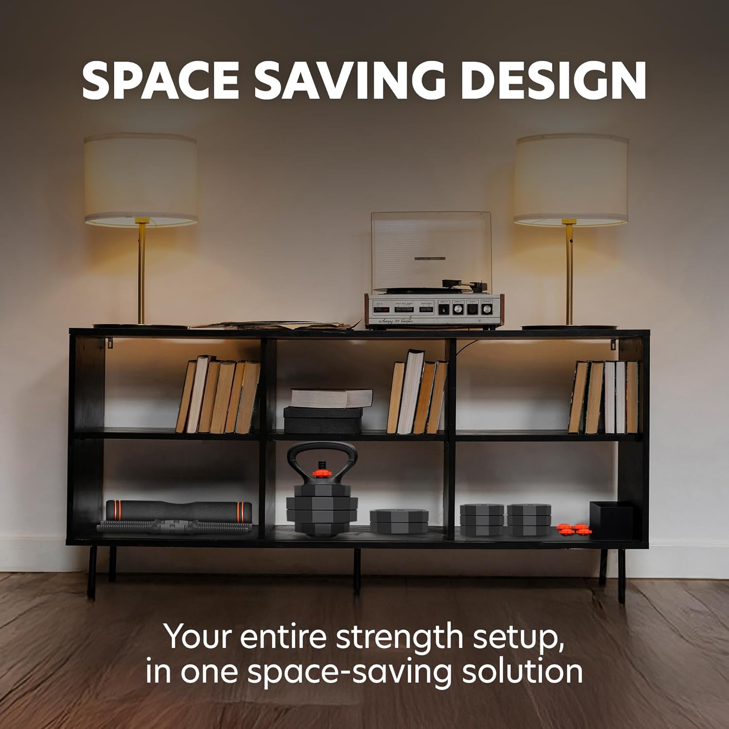 3-In-1 Adjustable Set: Dumbbell, Kettlebell, Barbell, 12-Level Weight Adjustment, Multi-Use Home Gym Gear for Men & Women (42Lb)