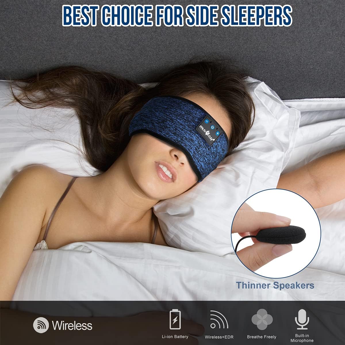 Ultimate Sleep Headphones Bluetooth Headband - Wireless Music Mask for Side Sleepers, Waterproof for Travel, Yoga & Workouts - Perfect Unique Gift for Insomnia Relief