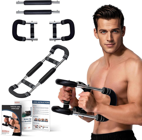 Revolutionary Twister Arm and Chest Muscle Trainer - Adjustable Spring Workout Bar for Ultimate Upper Body Strength