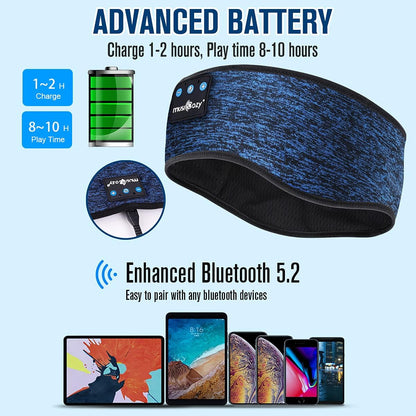 Ultimate Sleep Headphones Bluetooth Headband - Wireless Music Mask for Side Sleepers, Waterproof for Travel, Yoga & Workouts - Perfect Unique Gift for Insomnia Relief