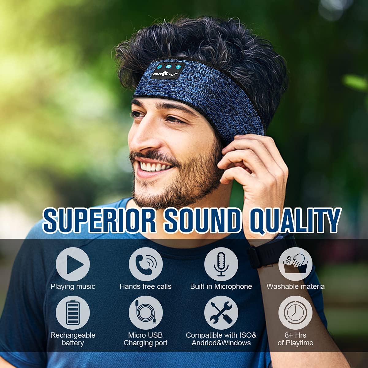 Ultimate Sleep Headphones Bluetooth Headband - Wireless Music Mask for Side Sleepers, Waterproof for Travel, Yoga & Workouts - Perfect Unique Gift for Insomnia Relief
