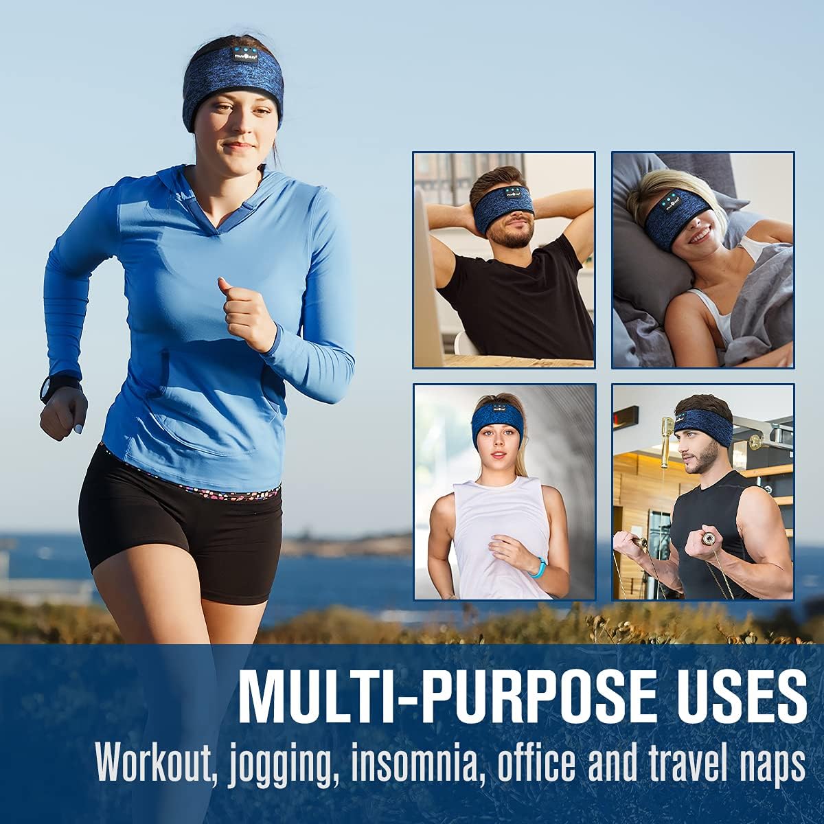 Ultimate Sleep Headphones Bluetooth Headband - Wireless Music Mask for Side Sleepers, Waterproof for Travel, Yoga & Workouts - Perfect Unique Gift for Insomnia Relief