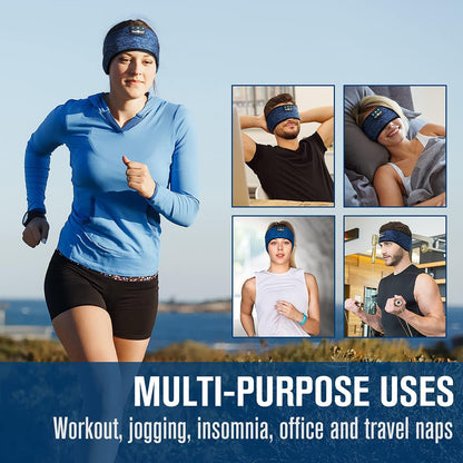 Ultimate Sleep Headphones Bluetooth Headband - Wireless Music Mask for Side Sleepers, Waterproof for Travel, Yoga & Workouts - Perfect Unique Gift for Insomnia Relief
