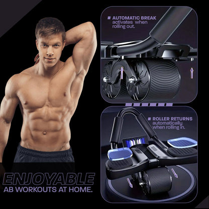 Revolutionary Automatic Rebound Ab Roller with Knee Mat - Enhance Your Core Workout with Digital Timer & Counter
