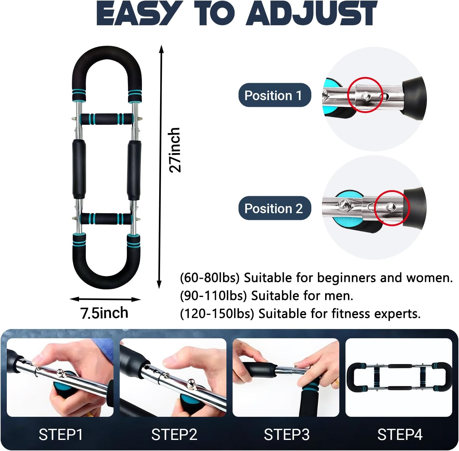 Revolutionary Twister Arm and Chest Muscle Trainer - Adjustable Spring Workout Bar for Ultimate Upper Body Strength