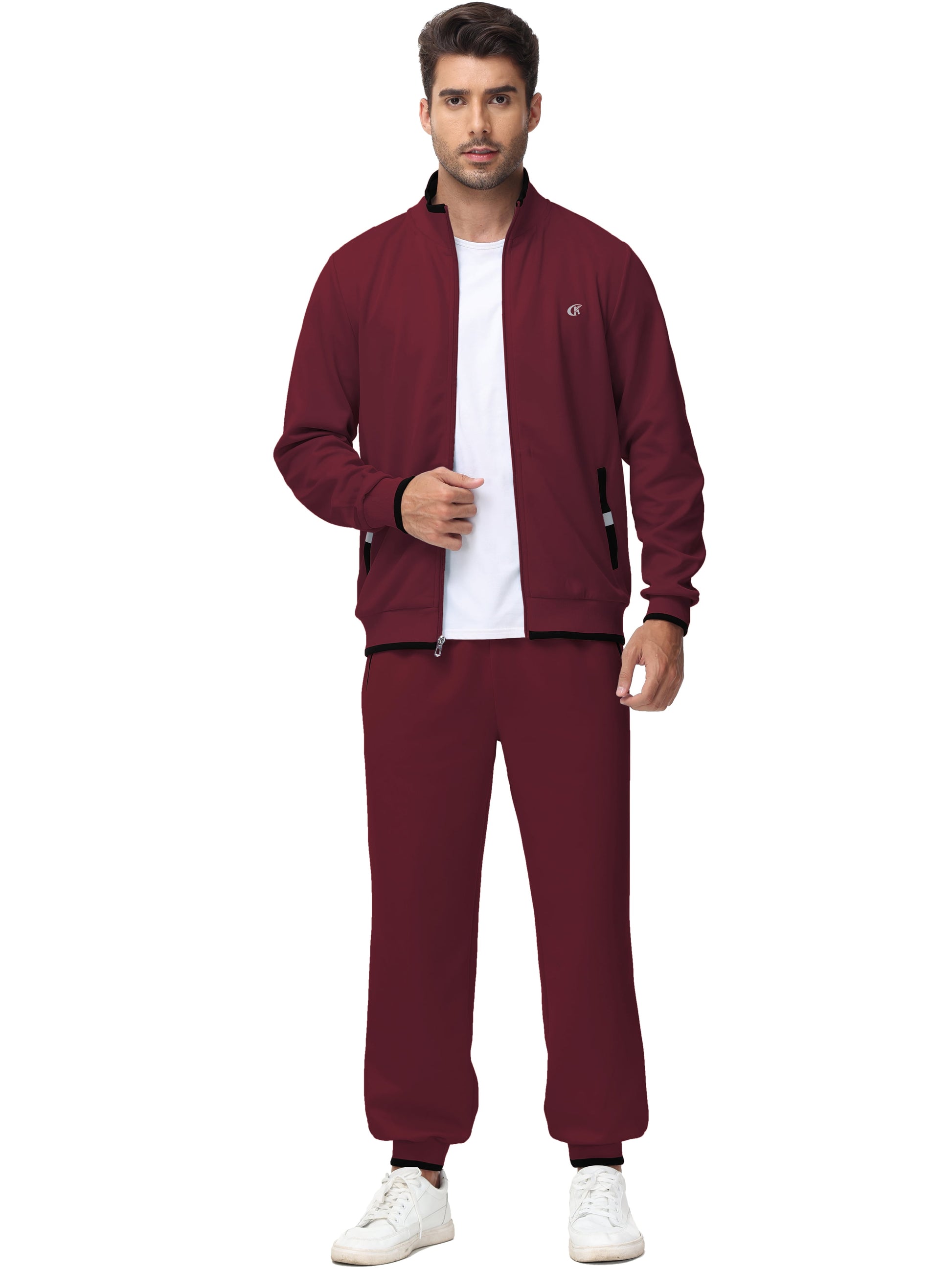 Men's Tracksuit Sweatsuit for Men Set Track Suits 2 Piece Casual Athletic Jogging Warm up Full Zip Sweat Suits Wine Red
