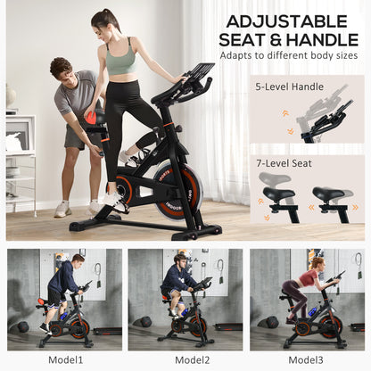 Soozier Adjustable Upright Stationary Exercise Bike w/ LCD Display, Indoor Cycling Bike for Home w/ Adjustable Resistance, Red