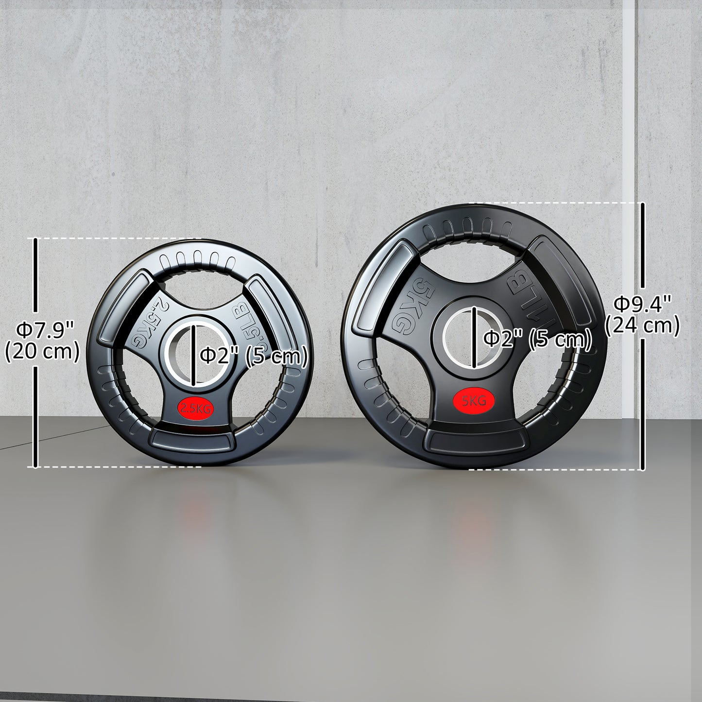 Soozier Weight Plates Set, 2-Inch Barbell Weights Set w/Tri-Grips for Weightlifting and Strength Training, 2 x 6lbs, 2 x 11lbs