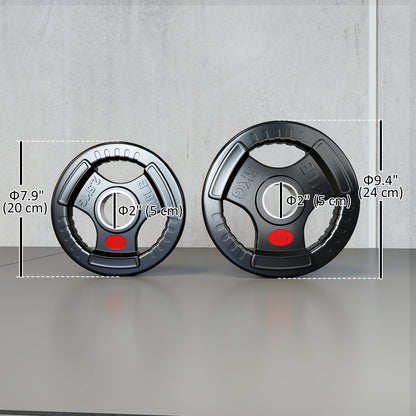 Soozier Weight Plates Set, 2-Inch Barbell Weights Set w/Tri-Grips for Weightlifting and Strength Training, 2 x 6lbs, 2 x 11lbs