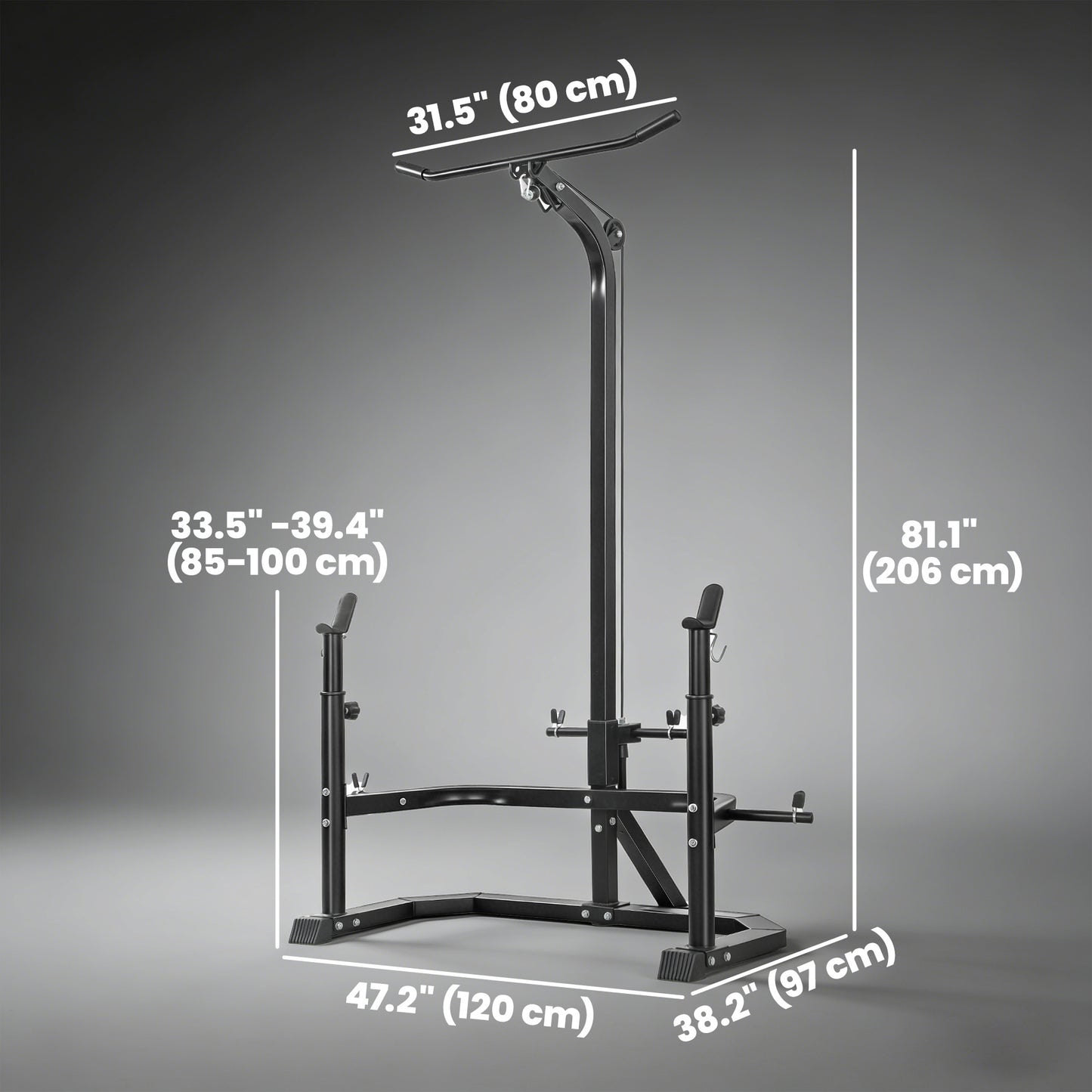 Soozier Multi-Function Home Gym Machine with Bench Press Rack, Squat Rack and Lat Pulldown System, Black
