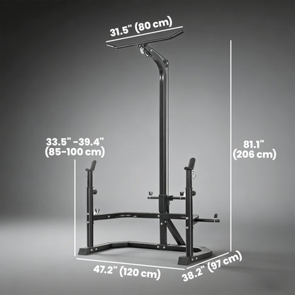 Soozier Multi-Function Home Gym Machine with Bench Press Rack, Squat Rack and Lat Pulldown System, Black