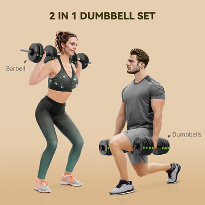 Soozier 66LBS 2-in-1 Adjustable Barbell & Dumbbells Set, Weights Set with Non-slip Handles for Men and Women Home Gym Training