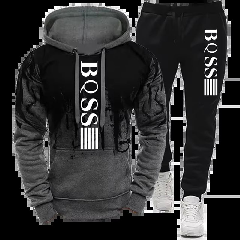 Men'S Hoodies for Men Clothing Splash Ink Sweatshirt Suit Man Tracksuit Pant Sets New in Hoodies & Sweatshirts Sports Suits Set