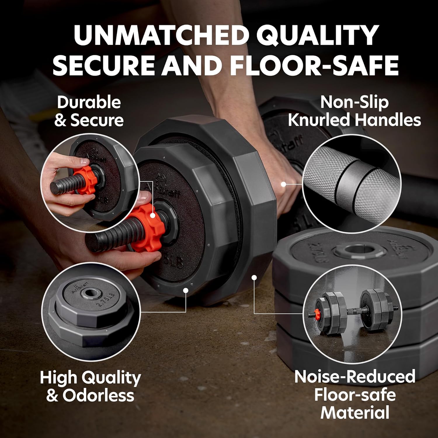 3-In-1 Adjustable Set: Dumbbell, Kettlebell, Barbell, 12-Level Weight Adjustment, Multi-Use Home Gym Gear for Men & Women (42Lb)