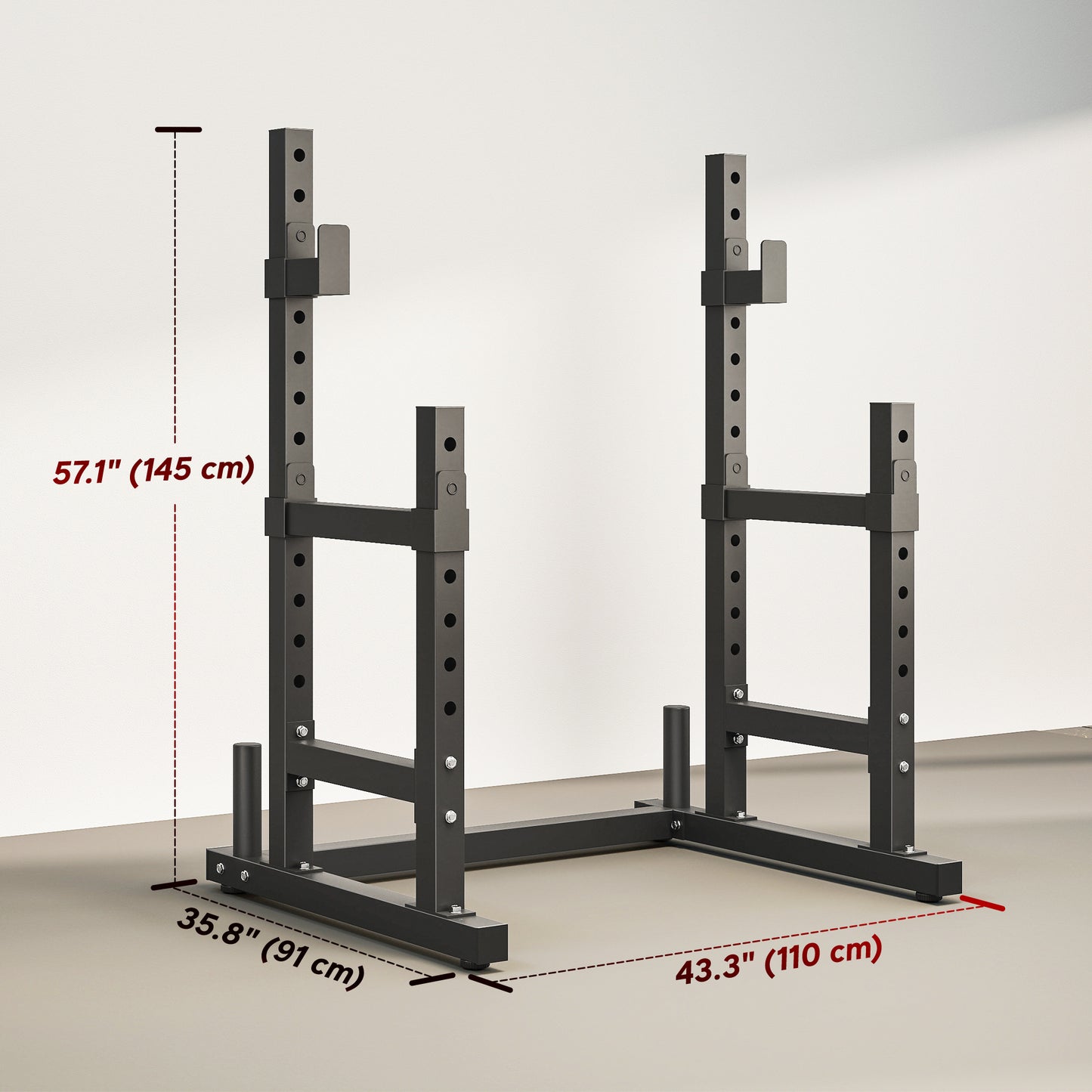 Soozier Adjustable Squat Rack, 660 lbs Multi-Function Barbell Rack for Weight Lifting and Home Gym Strength Training, Black