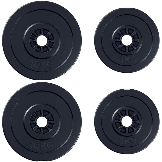 Soozier 4 Piece dumbbell Weight Plates Set 2 x 11lbs and 2 x 22lbs Black (Weights Only)