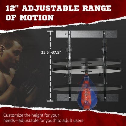 Soozier Adjustable Speed Bag Platform, Wall Mounted Speed Bag Boxing, 360° Swivel Training Equipment for Home, Gym