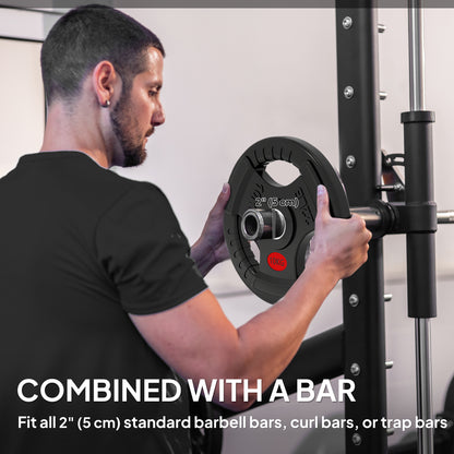 Soozier Weight Plates Set, 2-Inch Barbell Weights Set w/Tri-Grips for Home Gym Weightlifting and Strength Training, 2 x 22lbs