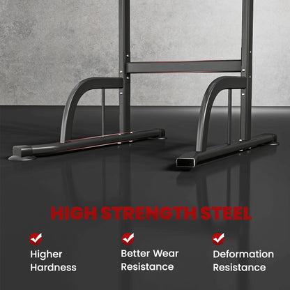 Soozier Power Tower Dip Station Pull Up Bar, Multi-Function Push Up Equipment with Adjustable Height for Home Gym Strength Training Workout Fitness, Black