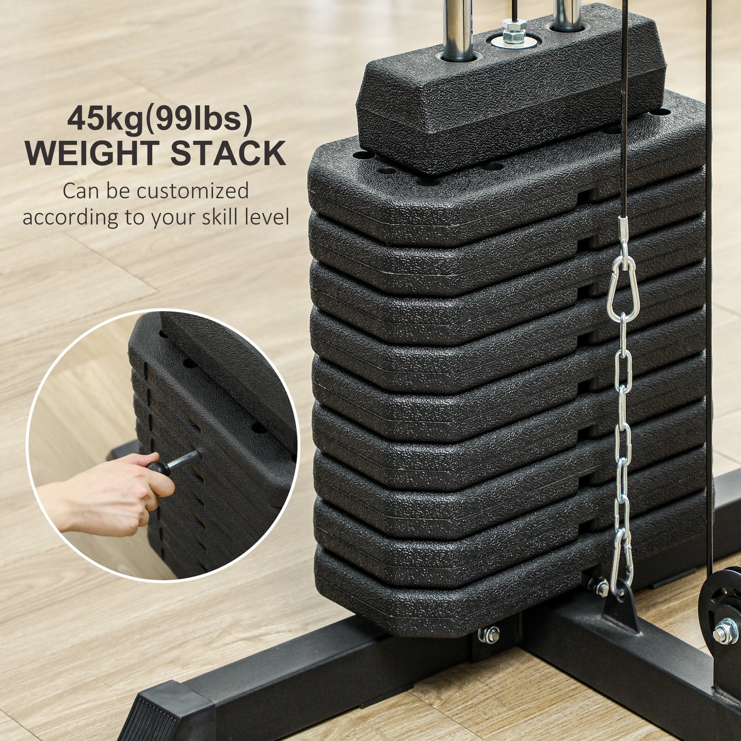 Soozier Home Gym Weights Machine, Multi Gym Lat Pulldown and Leg Workout Equipment with 99lbs Weight Stack