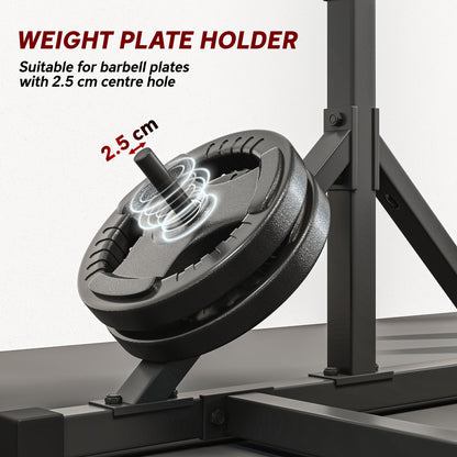 Soozier Adjustable Squat Rack, Multi-Function Bench Press Rack with Weight Plate Holders and Pull up Bar, Black